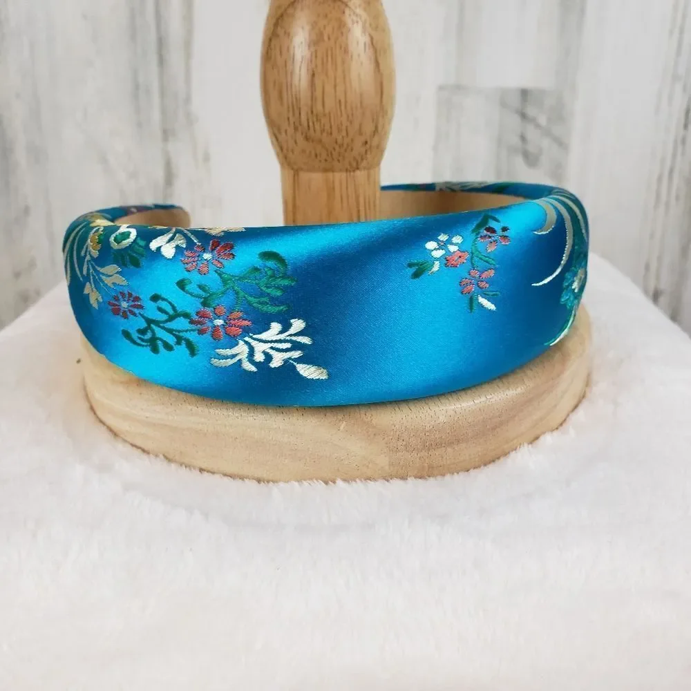 Embroidered Satin Padded Headband